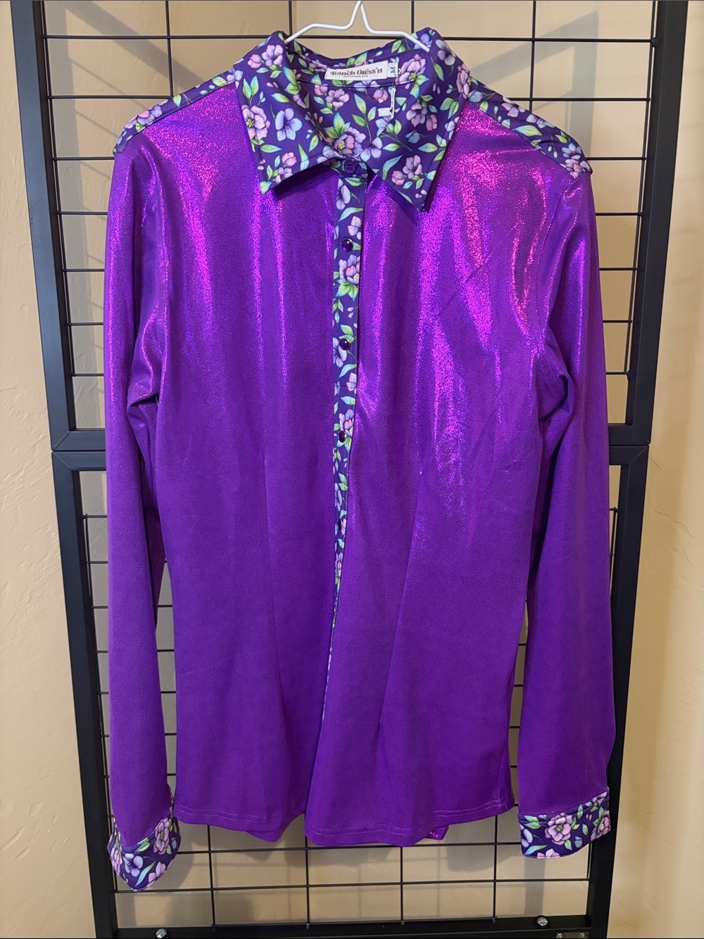 NWT Ranch Dress’n purple metallic with flower pattern